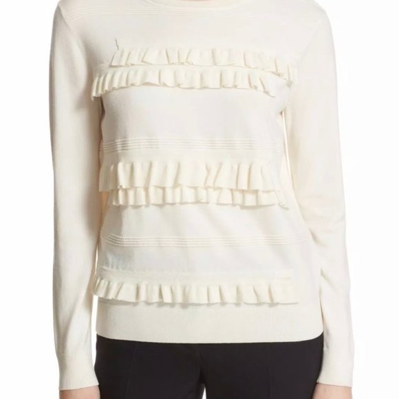 DVF Ruffle Benni Merin Wool Blend Sweater Pullover - Picture 2 of 5